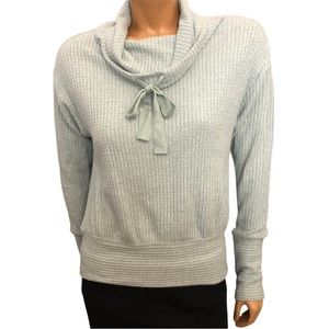 Saturday Sunday Anthropologie Cowl Neck Drawstring Long Sleeve Green Sweater XS